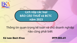 Lịch nộp các BÁO CÁO THUẾ và BCTC