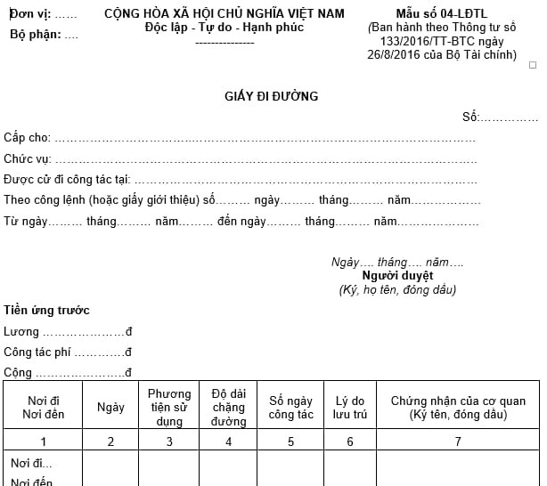 Mẫu giấy đi đường và hướng dẫn cách ghi giấy đi đường