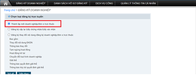 nộp hồ sơ online
