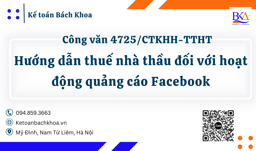 Hướng dẫn thuế nhà thầu nước ngoài đối với hoạt động quảng cáo Facebook