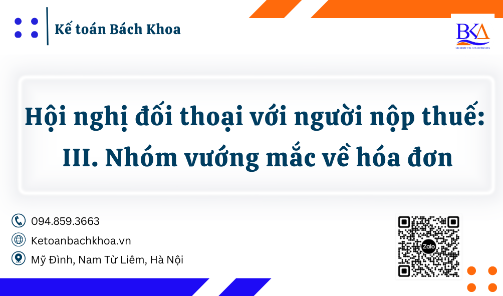 III. Nhóm vướng mắc về hóa đơn