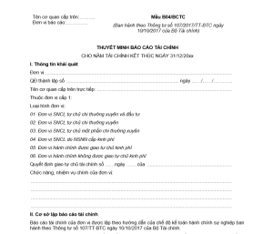 File mẫu thuyết minh Báo cáo Tài chính Đơn vị Hành chính Sự nghiệp 2024
