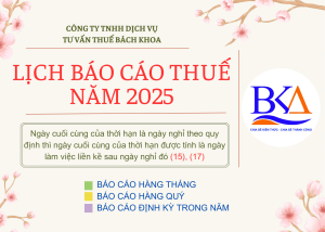 lịch báo cáo thuế năm 2025