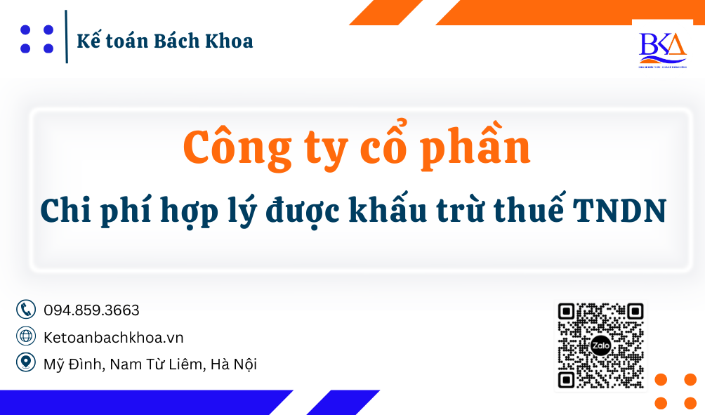 Công ty cổ phần Chi phí hợp lý được khấu trừ thuế TNDN 