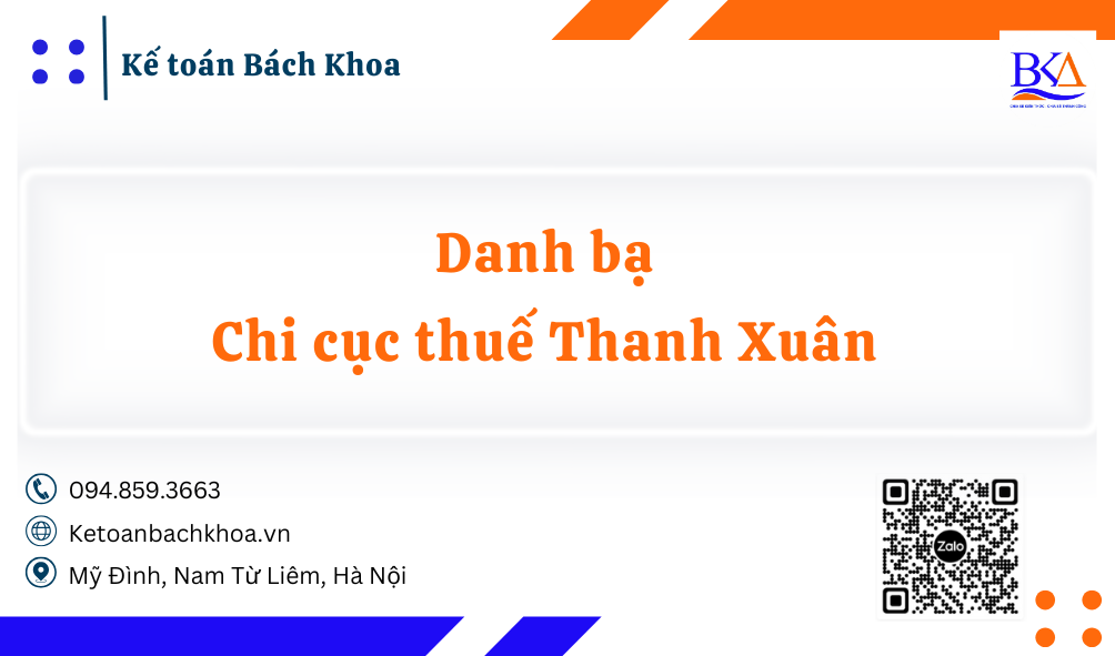 Danh bạ Chi cục thuế Thanh Xuân