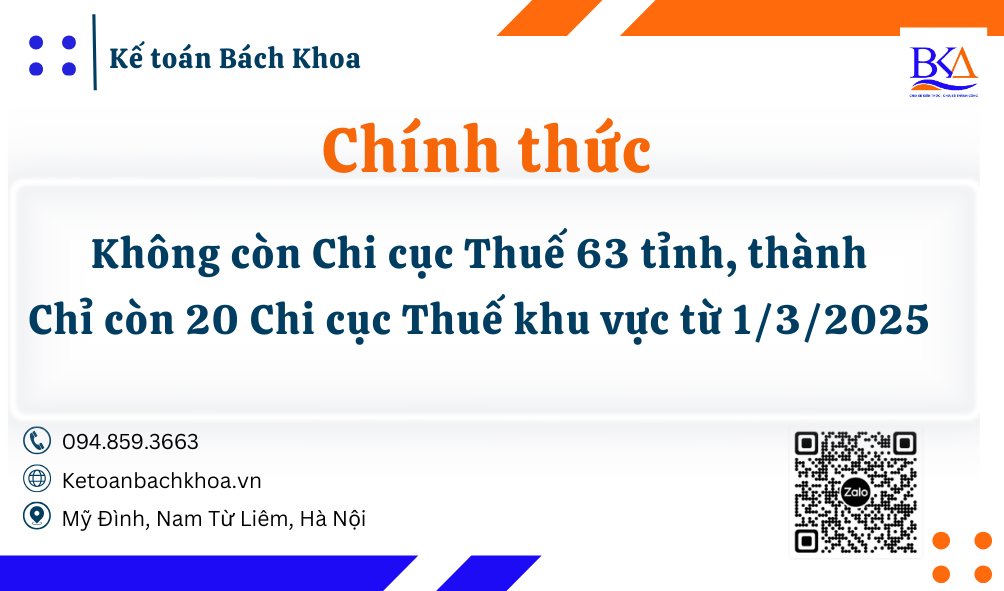20 Chi cục Thuế khu vực