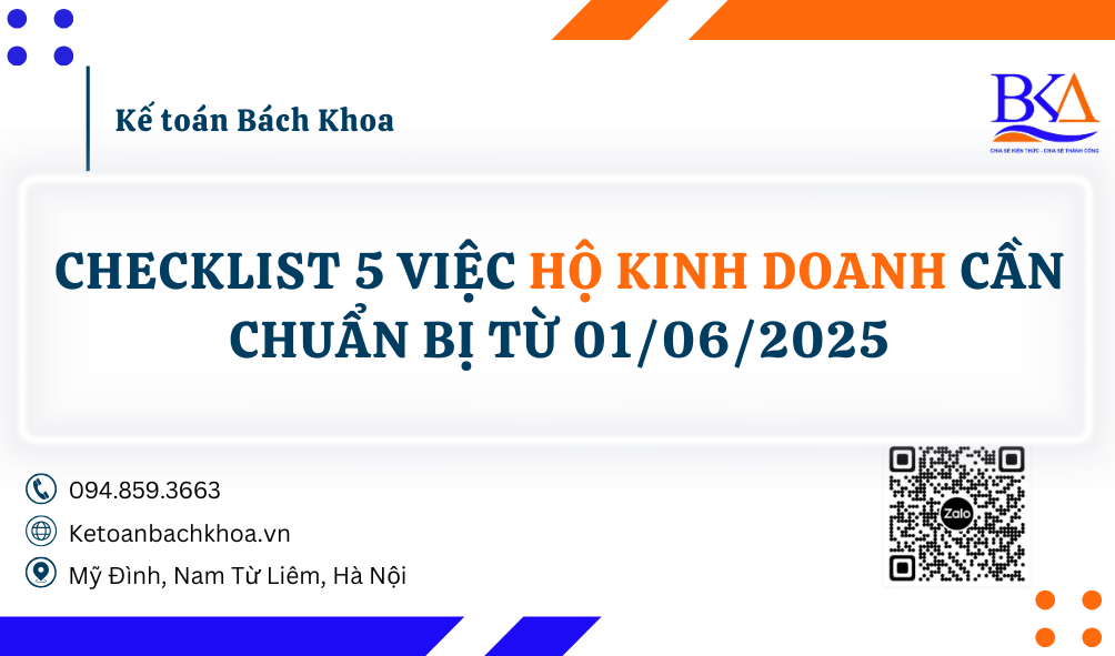 CHECKLIST 5 VIỆC HỘ KINH DOANH CẦN CHUẨN BỊ TỪ 01/06/2025