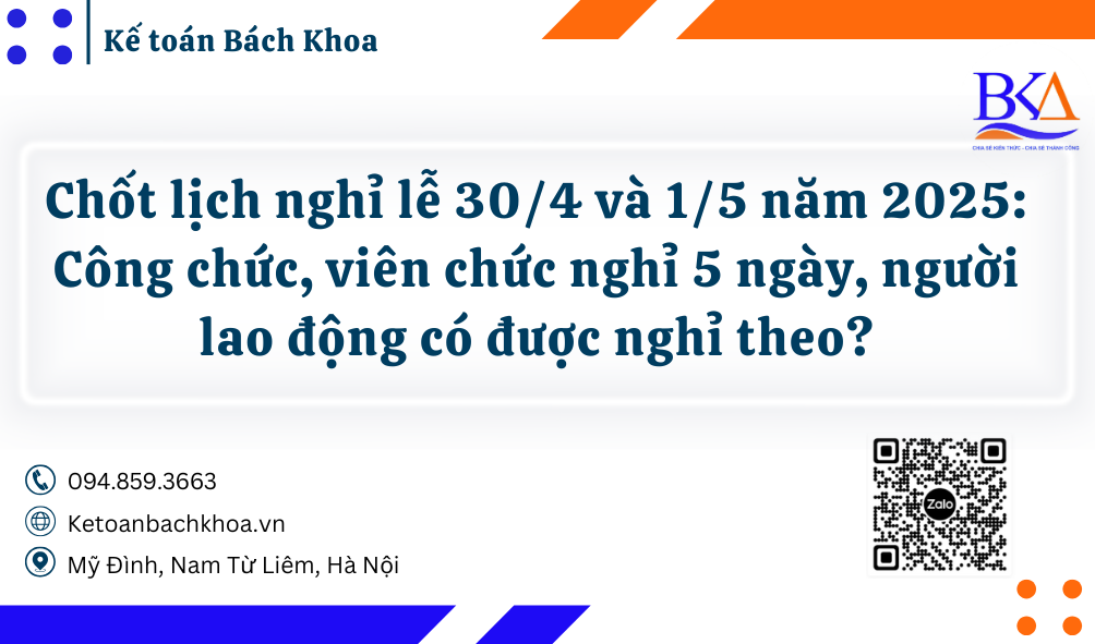 Chốt lịch nghỉ lễ 30/4 và 1/5