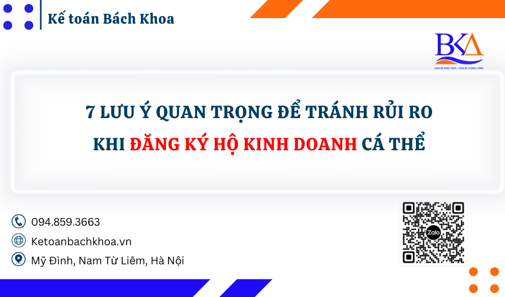 7 lưu ý quan trọng để tránh rủi ro khi đăng ký hộ kinh doanh cá thể