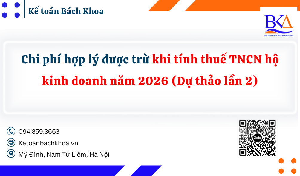 chi phí không được trừ thuế TNCN, thuế TNCN hộ kinh doanh 2026, dự thảo thuế hộ kinh doanh 2026, doanh thu trừ chi phí hộ kinh doanh