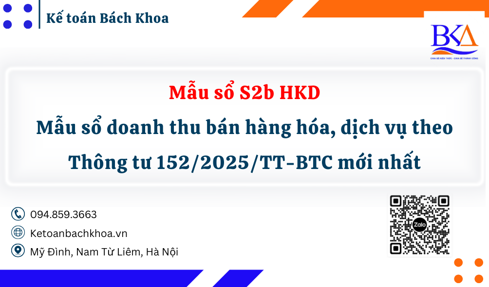 Mẫu sổ S2b HKD – Mẫu sổ doanh thu bán hàng hóa, dịch vụ theo Thông tư 152/2025/TT-BTC mới nhất