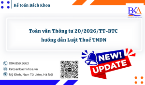 Toàn văn Thông tư 20/2026/TT-BTC hướng dẫn Luật Thuế TNDN