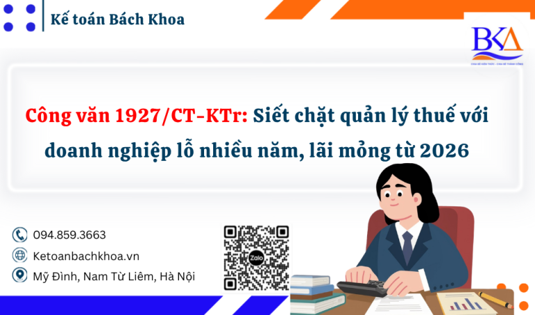 Công văn 1927 Siết chặt quản lý thuế với doanh nghiệp lỗ nhiều năm, lãi mỏng từ 2026