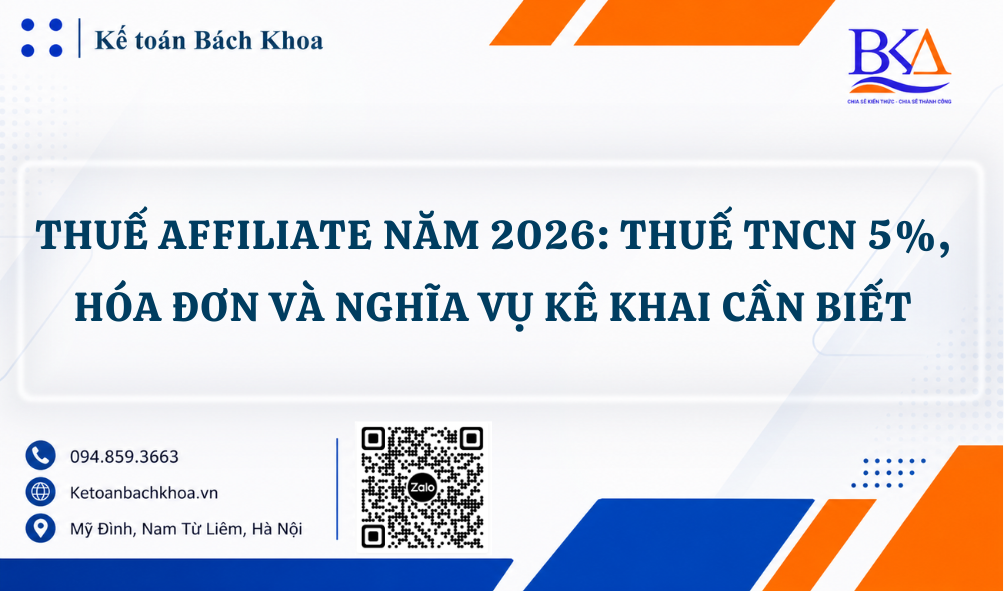 Thuế Affiliate năm 2026 Thuế TNCN 5%, hóa đơn và nghĩa vụ kê khai cần biết