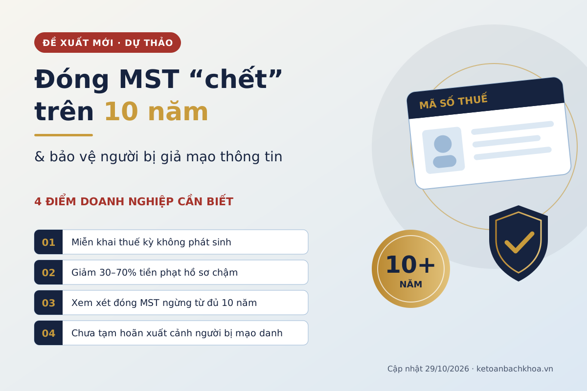 Đóng mã số thuế "chết" trên 10 năm & bảo vệ người bị giả mạo thông tin: 4 đề xuất mới doanh nghiệp cần biết